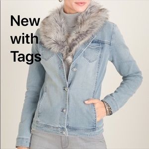 Chico’s Jean Jacket/W Removable Faux Fur Collar